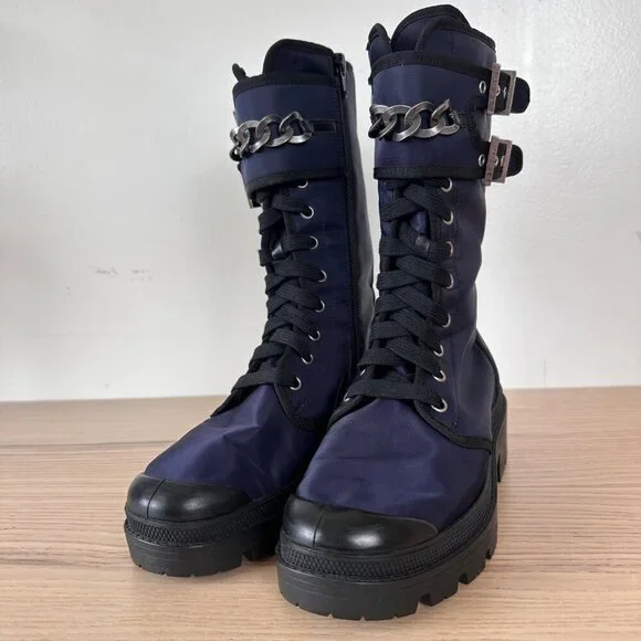 Madison Maison x Palladium Ranger Boot Women Sz 6 Vegan Navy RARE 90's $495 - Picture 3 of 15